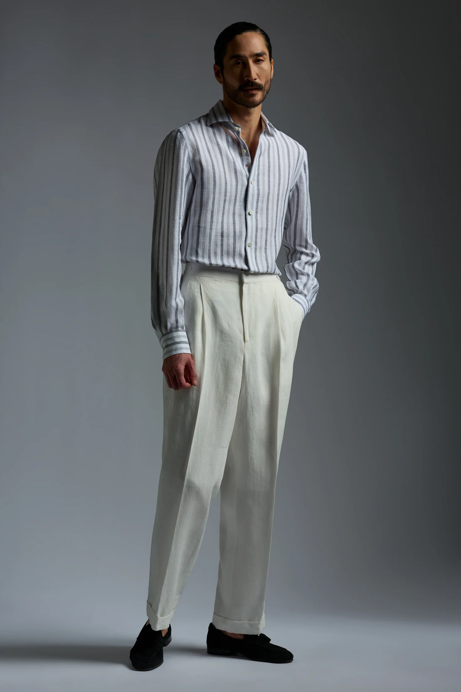 Striped Pritned Linen Shirt - Image 2