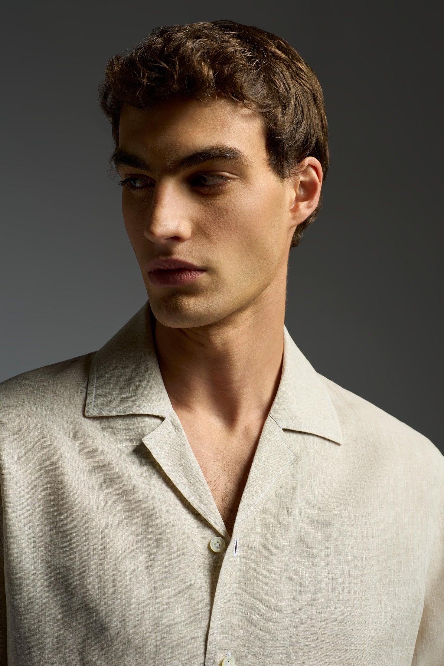 Linen Camp Collar Long Sleeves Shirt - Image 3