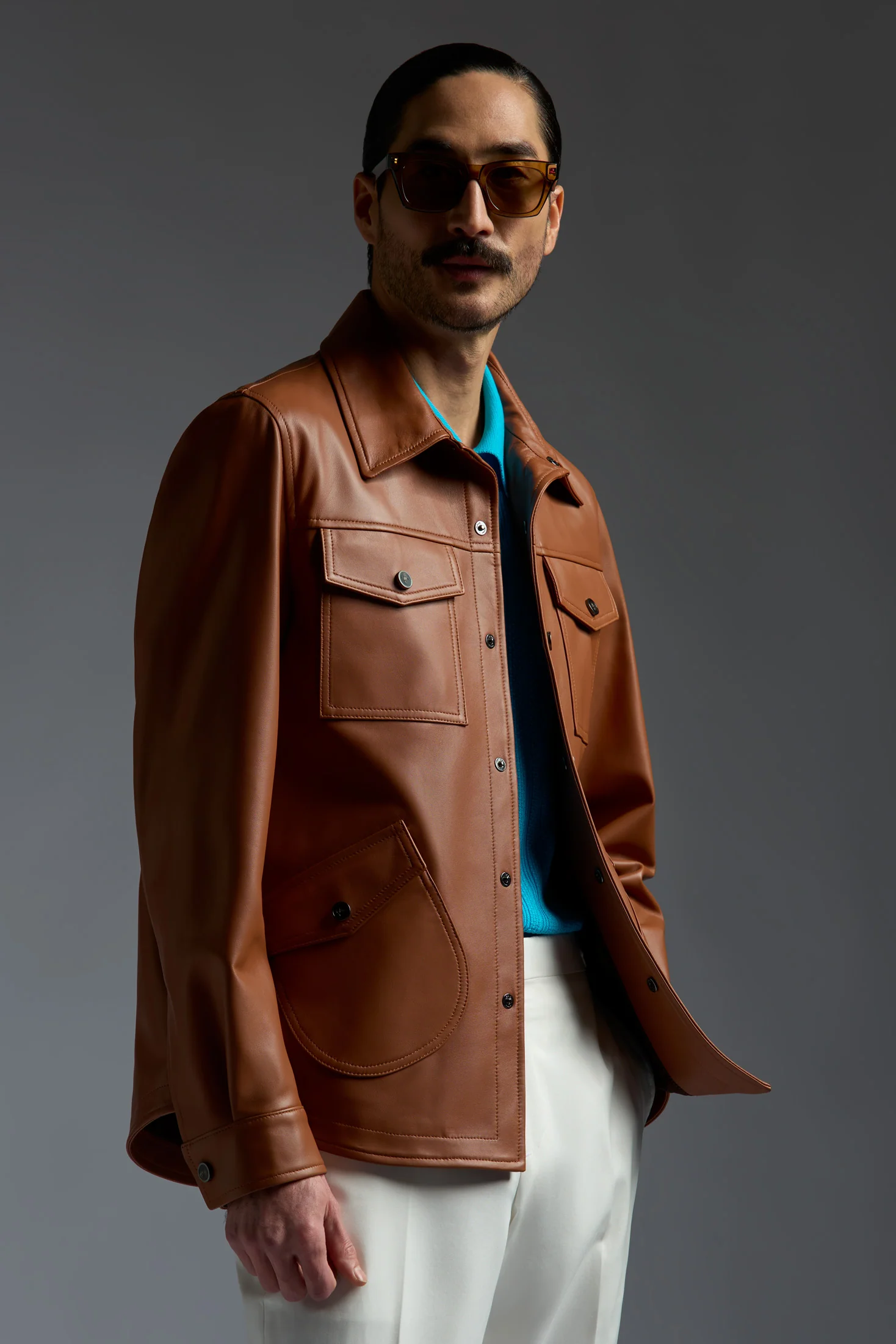 Soft Leather Shirt Jacket