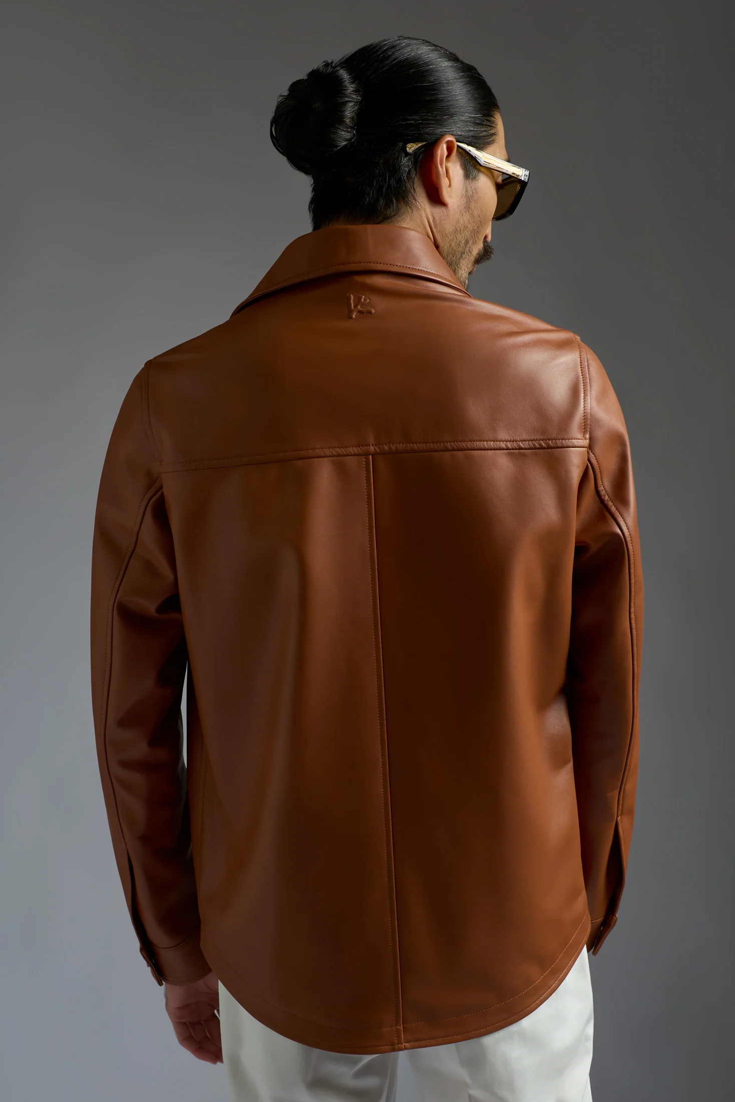 Soft Leather Shirt Jacket - Image 3