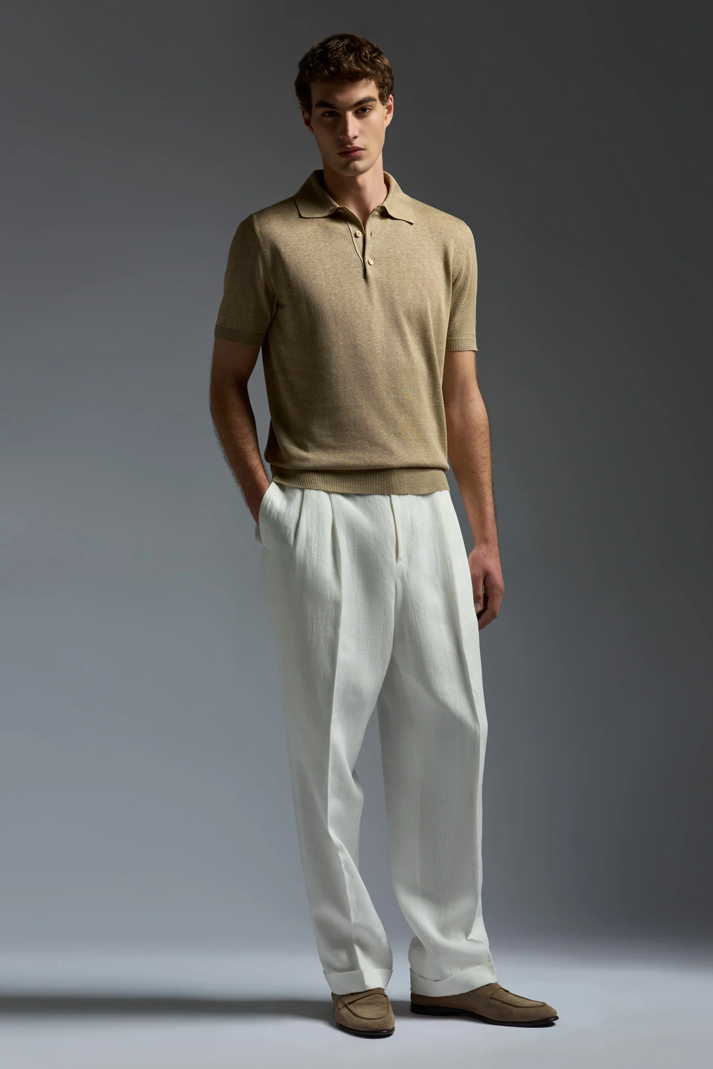 Silk and Linen Short Sleeve Polo - Image 2