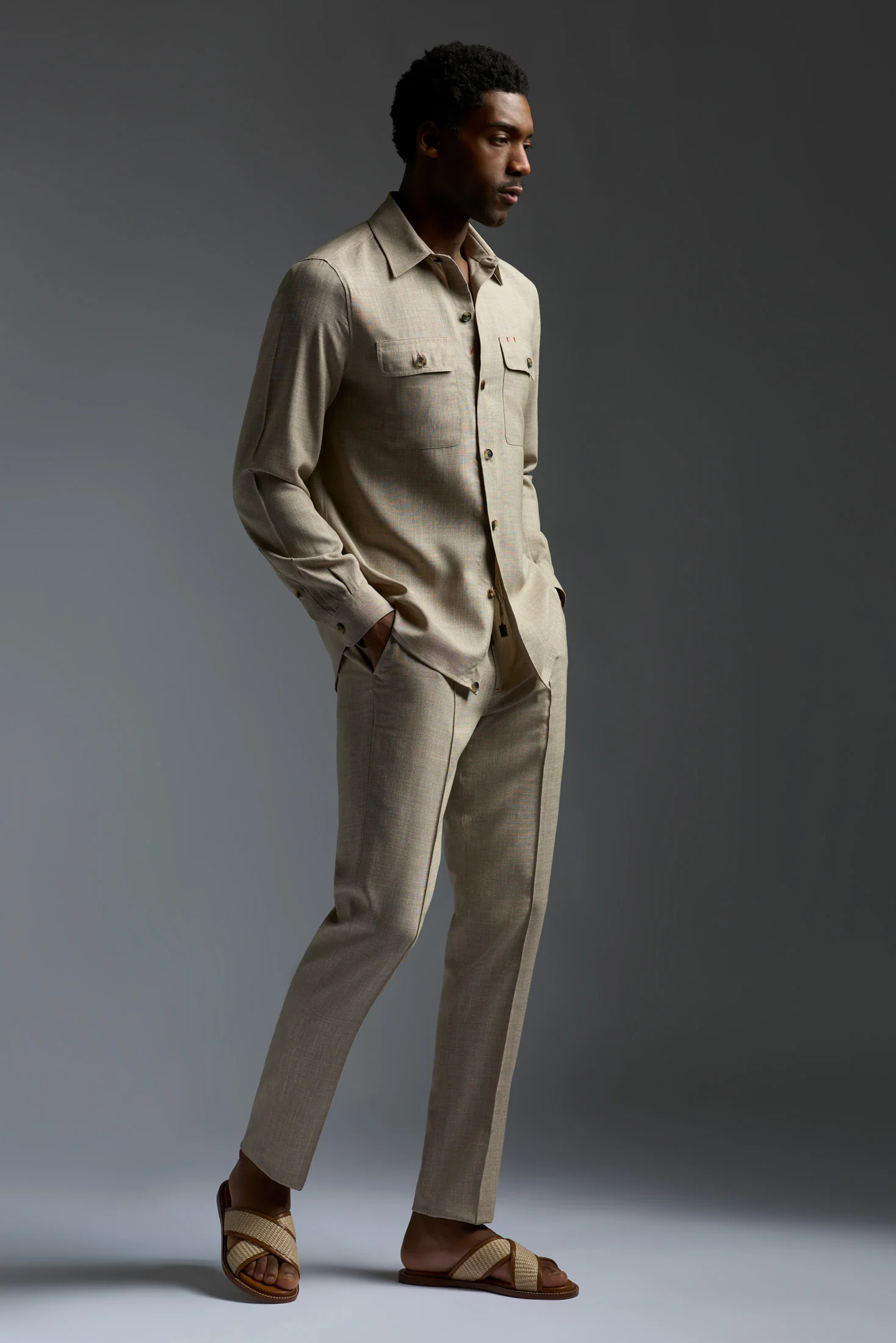 Wool Silk and Linen Drawstring Pants