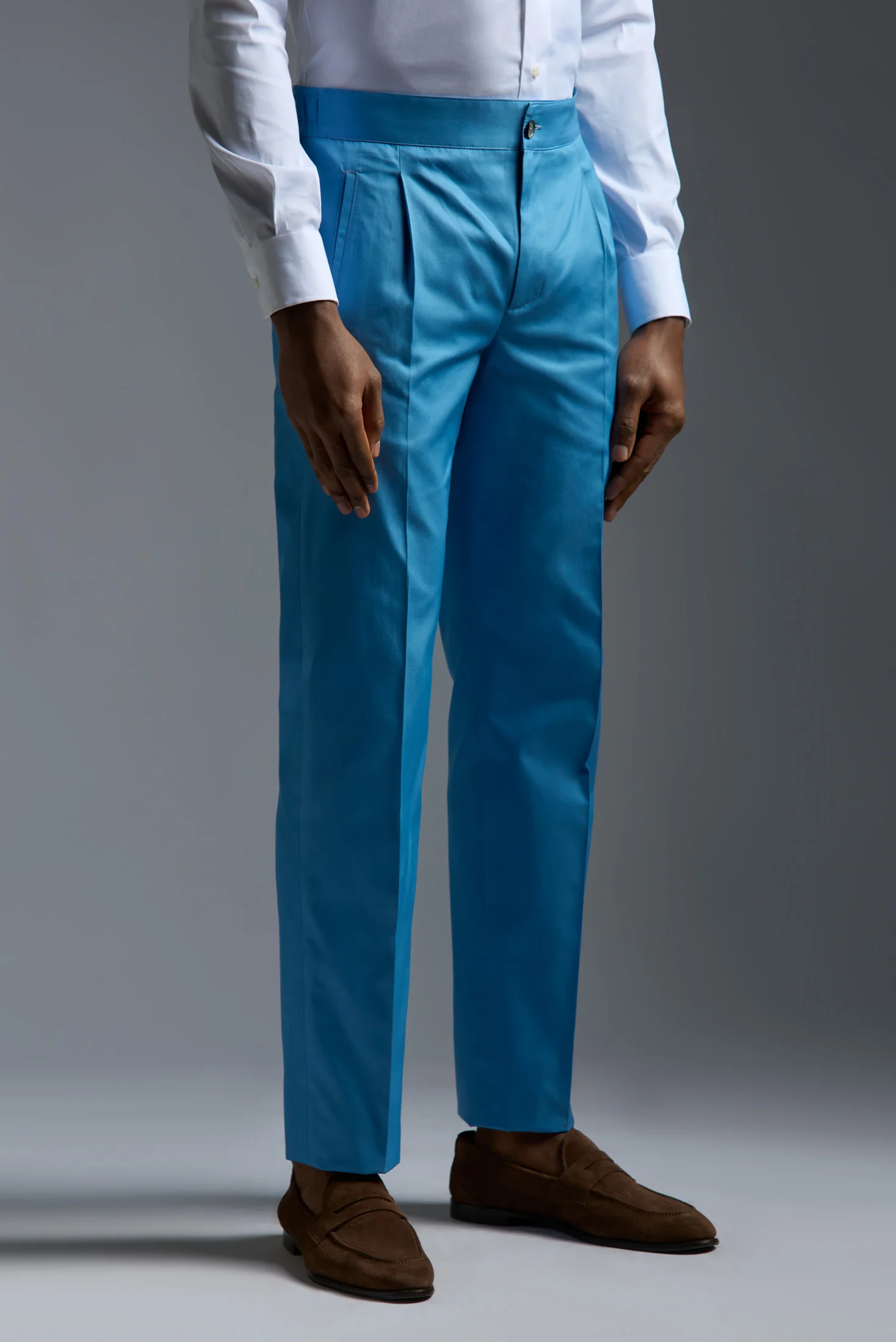 Cotton Gabardine Single Pleated Comfort Pants - Image 2