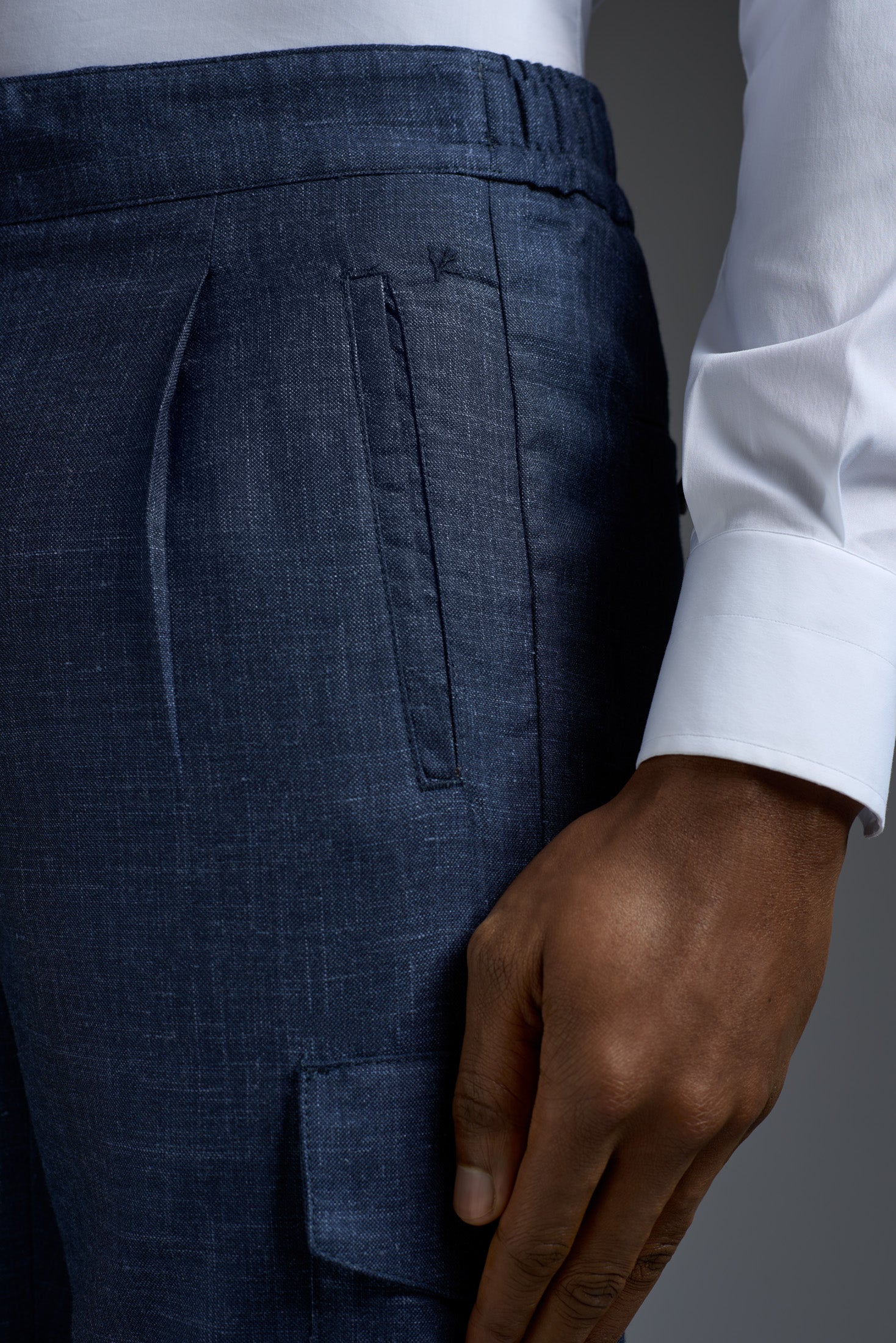 Wool Cashmere Silk and Linen Cargo Pants - Image 3